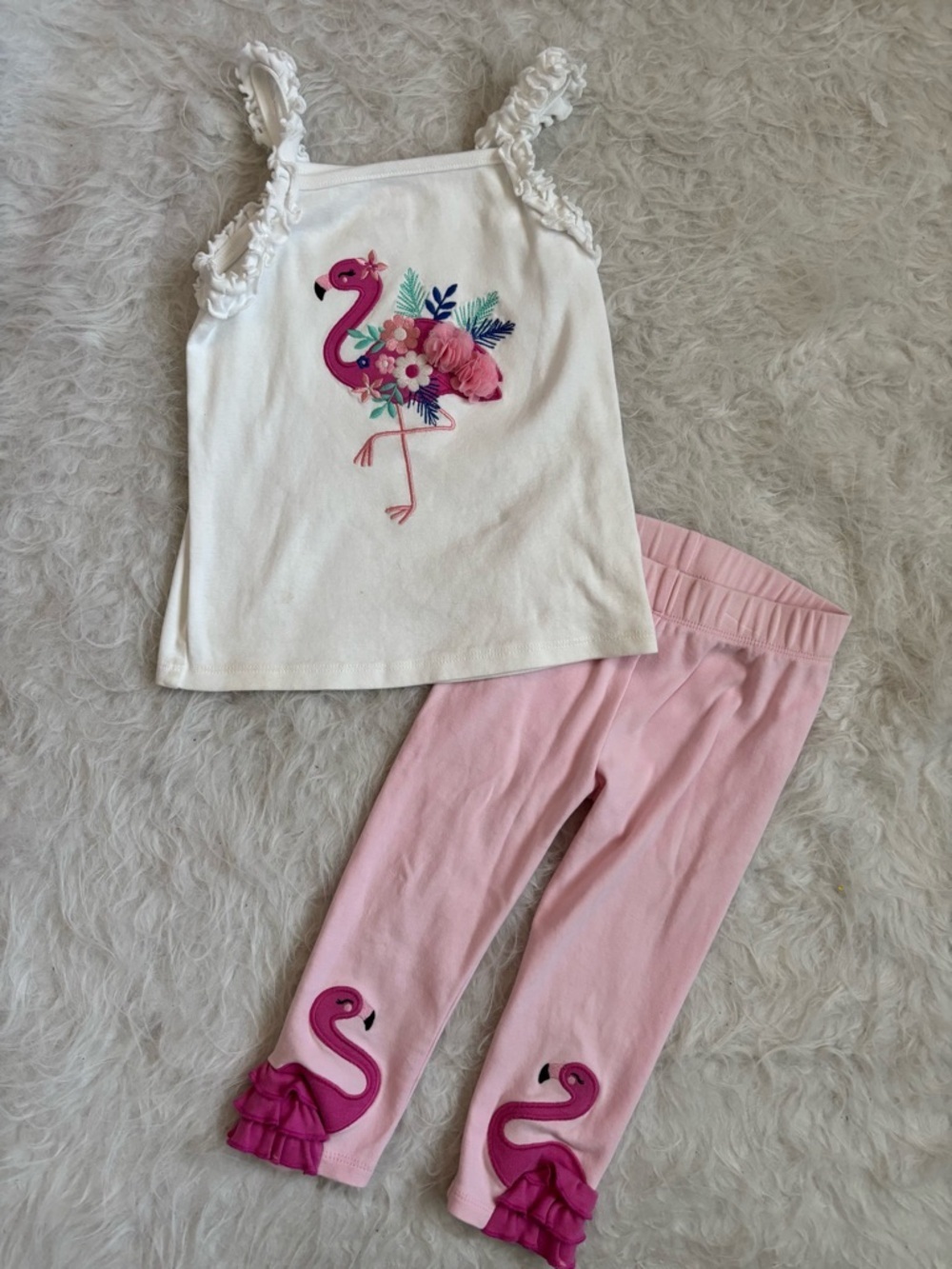 Gymboree Girls’ Pink Flamingo & Embroidered Florals Summer Set